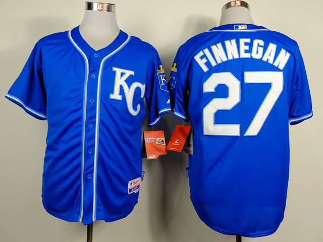 Men Kansas City Royals 27 Finnegan Blue MLB Jerseys